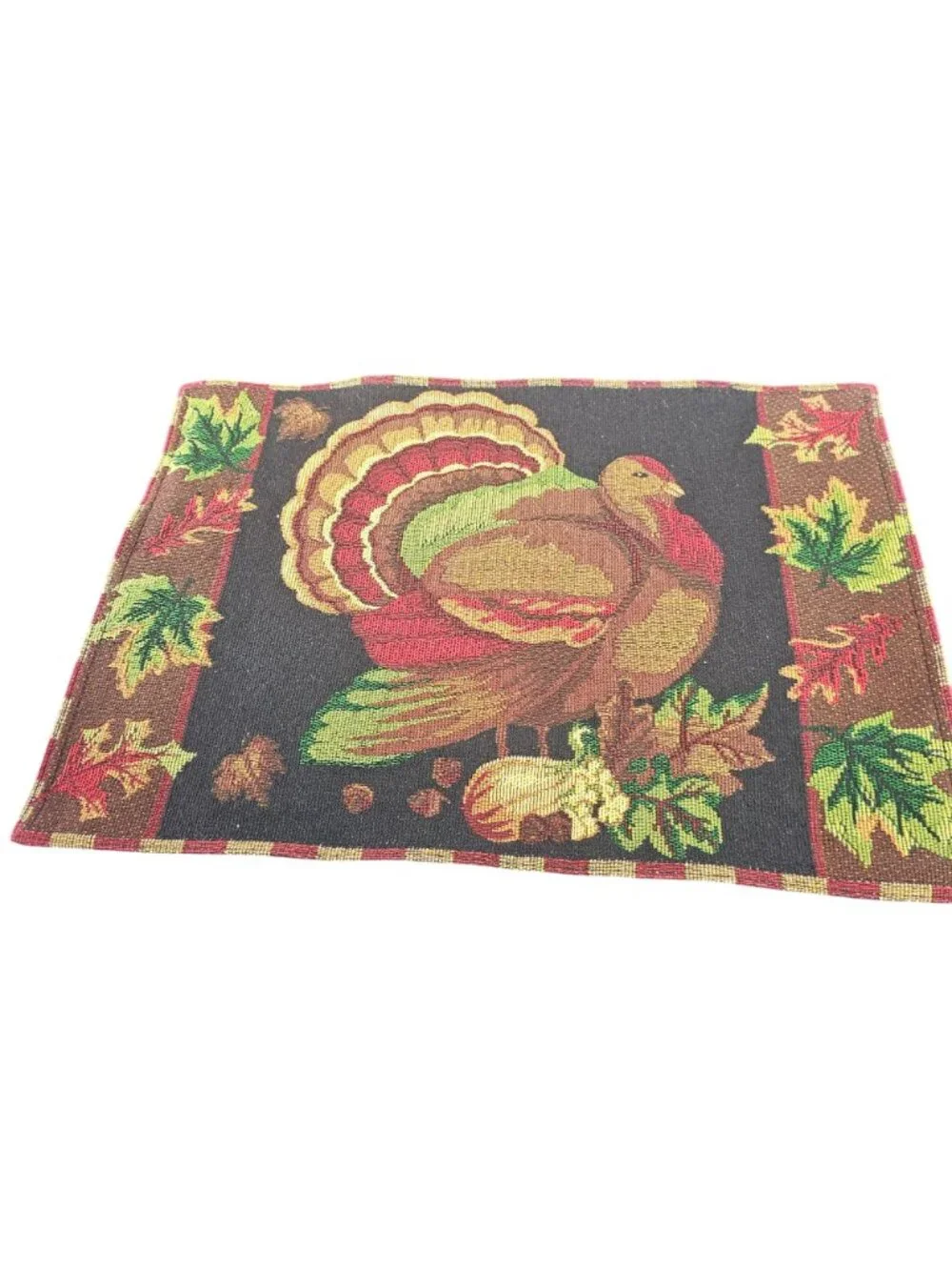 Thanksgiving Turkey Tapestry Placemats Set Of 4 Autumn Leaves Festive Dining Tab